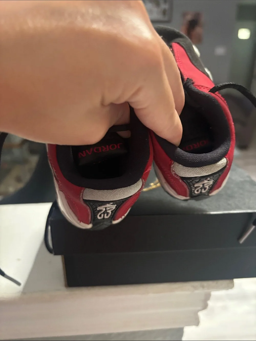 Jordan Kids Red and Black Low-Top Sneakers